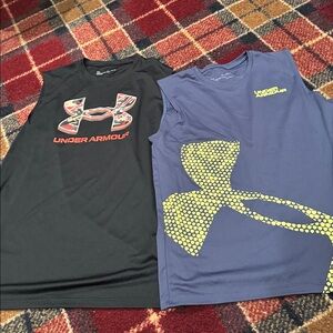 2 Boys Youth XL under Armour sleeveless shirts.